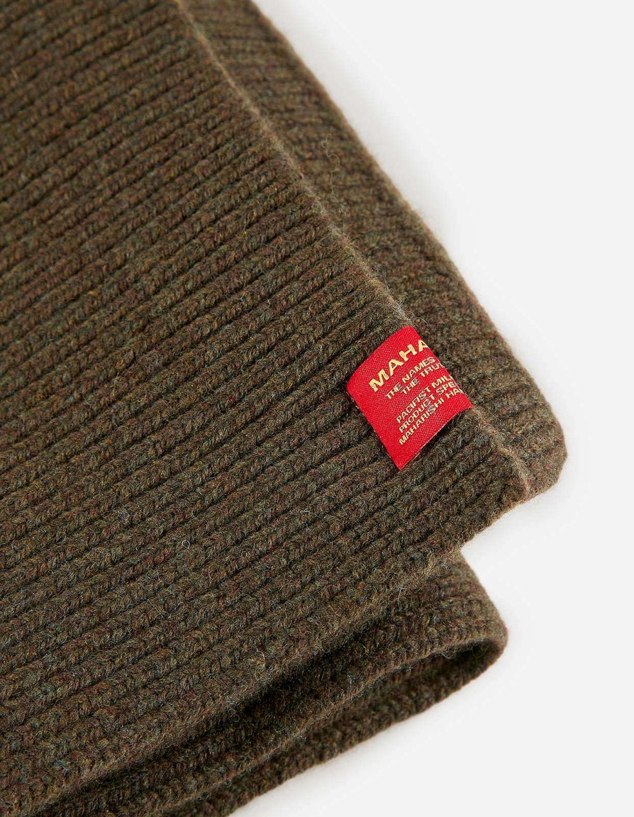 Maharishi Gebreide Kleding | 9278 Knitted Miltype Scarf · Geelong Wool Mil Olive