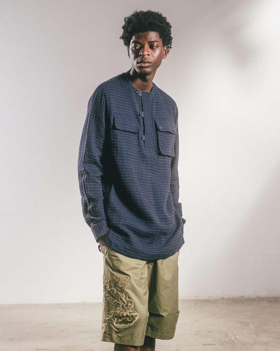 Maharishi Overhemden | 5132 Noragi Cargo Kurta Shirt Indigo