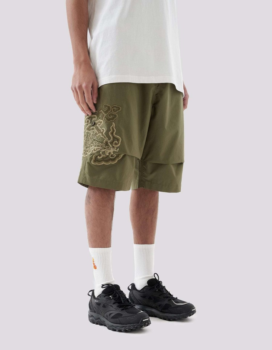 Maharishi Originele Snoshorts | 5128 Cloud Dragon Embroidered Snoshorts Olive Og-107F