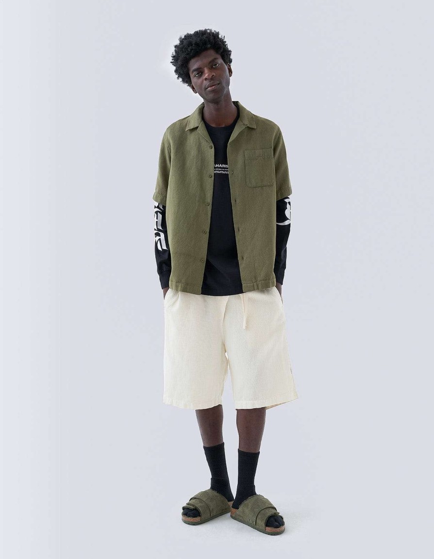 Maharishi Overhemden | 5005 Hemp Camp Collar Shirt Olive Og-107F