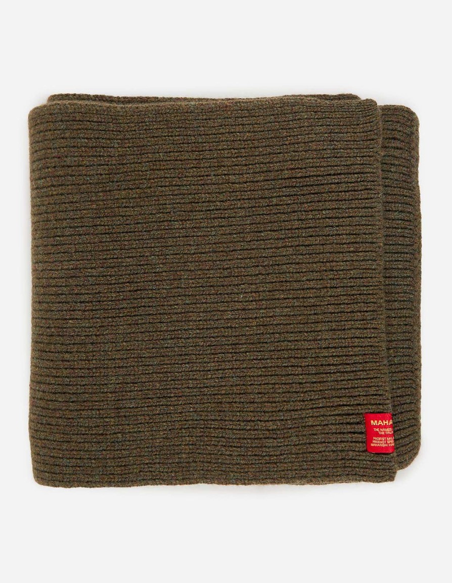 Maharishi Gebreide Kleding | 9278 Knitted Miltype Scarf · Geelong Wool Mil Olive