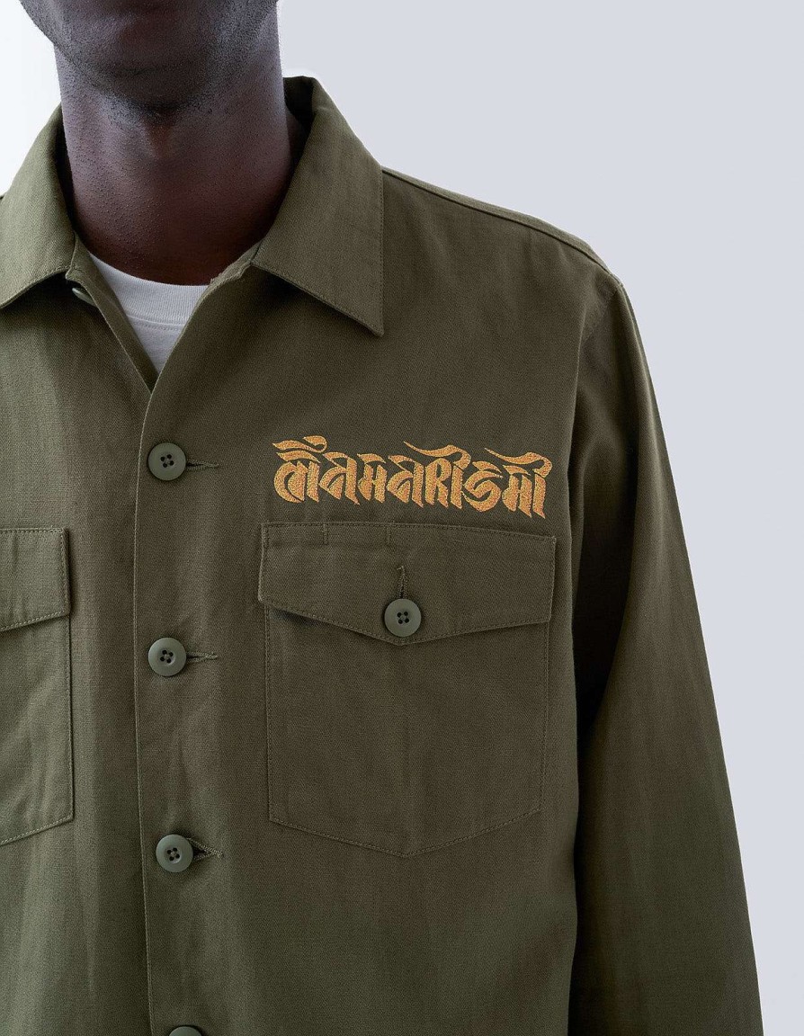 Maharishi Overhemden | 5022 Lunar Dragon Utility Shirt Olive Og-107F