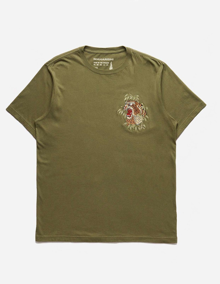 Maharishi T-Shirts Met Korte Mouwen | 5102 Maha Tiger T-Shirt Olive Og-107F