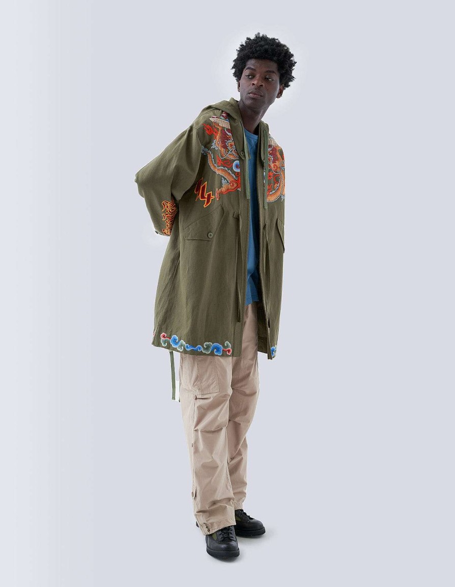 Maharishi Kimono'S | 5012 Dragon Embroidered Kimono Parka Olive Og-107F