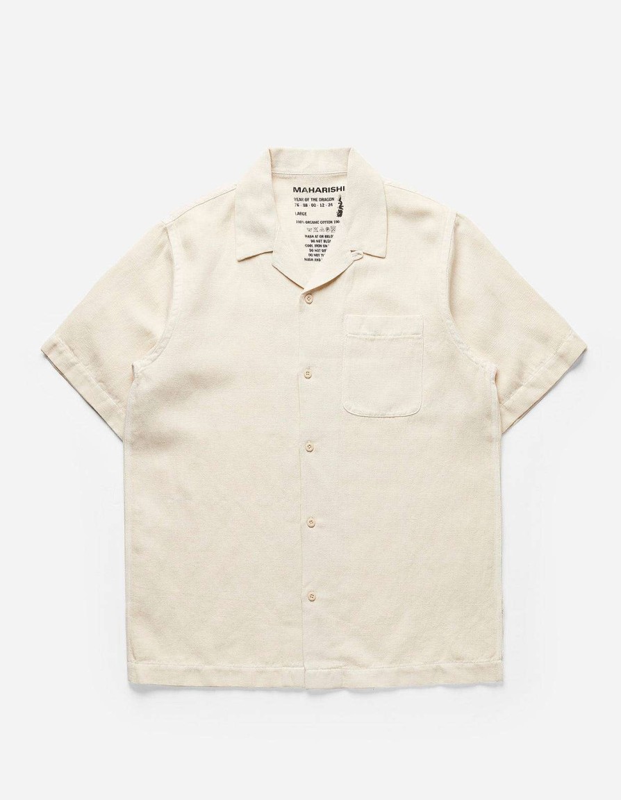 Maharishi Overhemden | 5005 Hemp Camp Collar Shirt Ecru