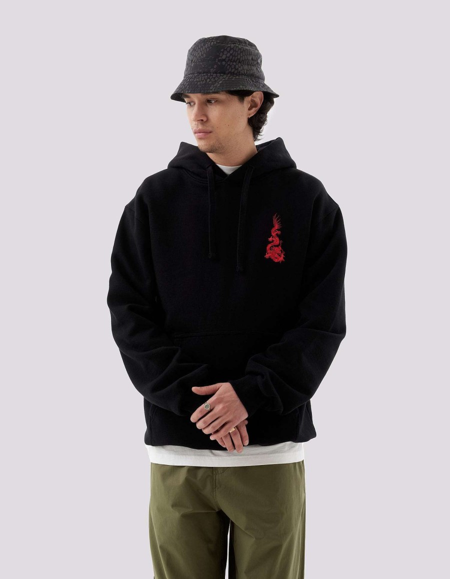 Maharishi Sweaters Met Capuchon | 1268 Original Dragon Embroidered Hooded Sweat Black