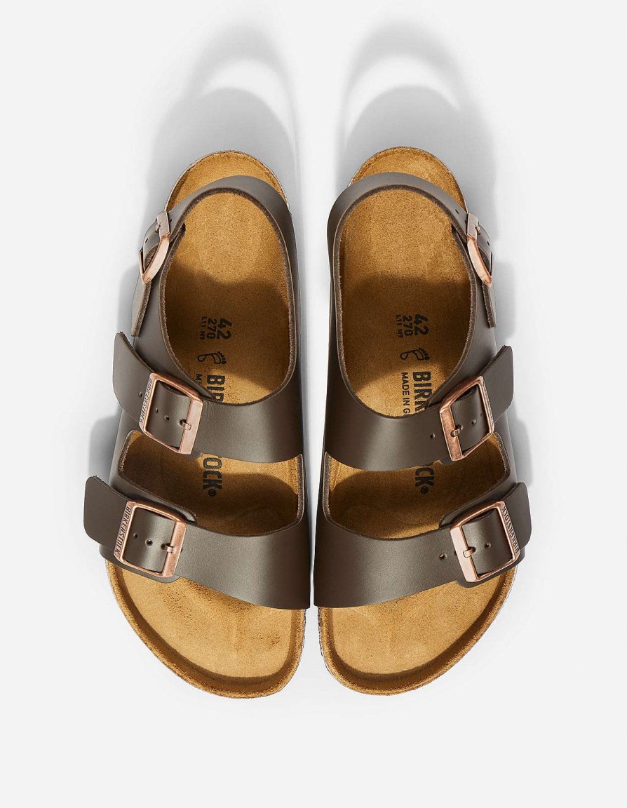 Maharishi Schoenen | Birkenstock Milano Natural Leather Dark Brown