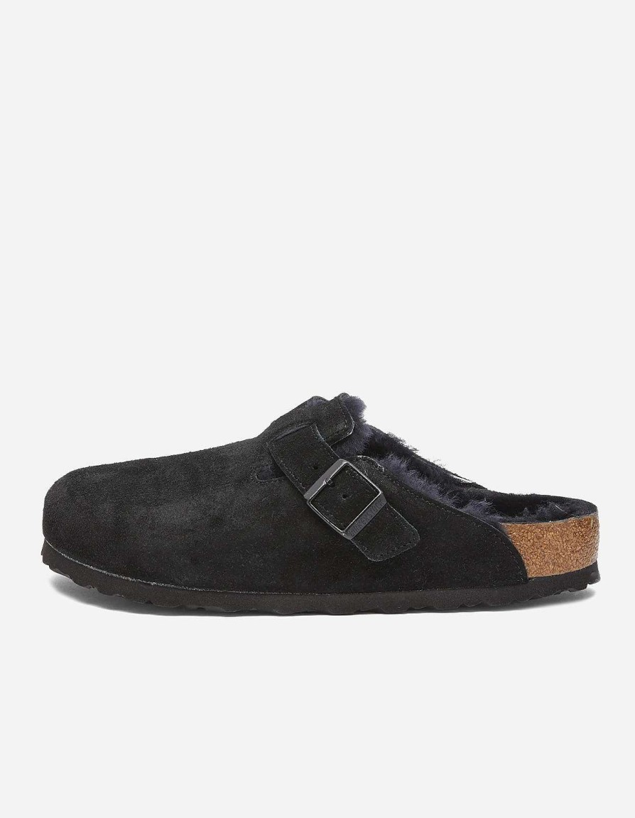 Maharishi Schoenen | Birkenstock Boston Suede Leather Fur Black