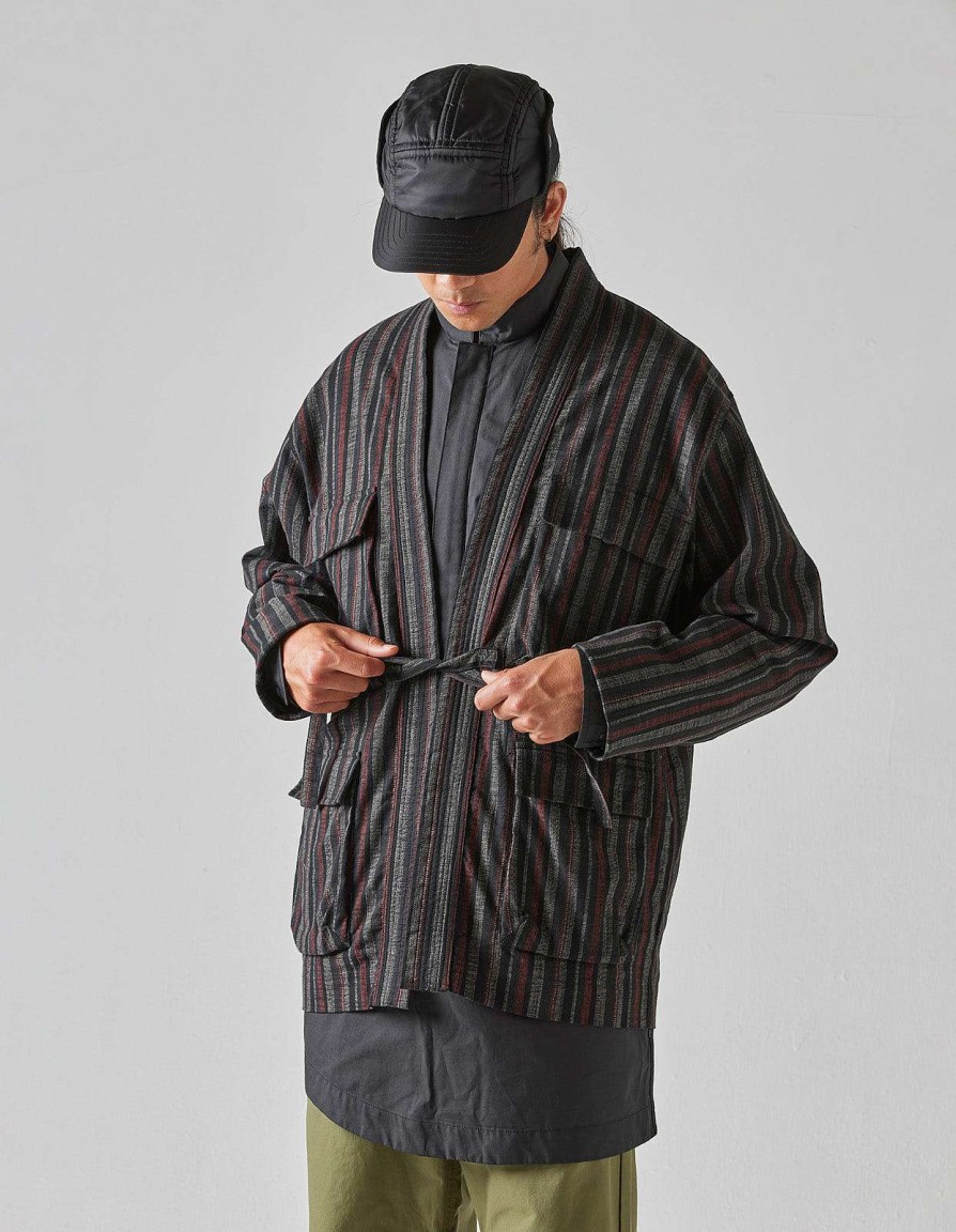 Maharishi Kimono'S | 5118 Wagara Stripe Summer Kimono Black