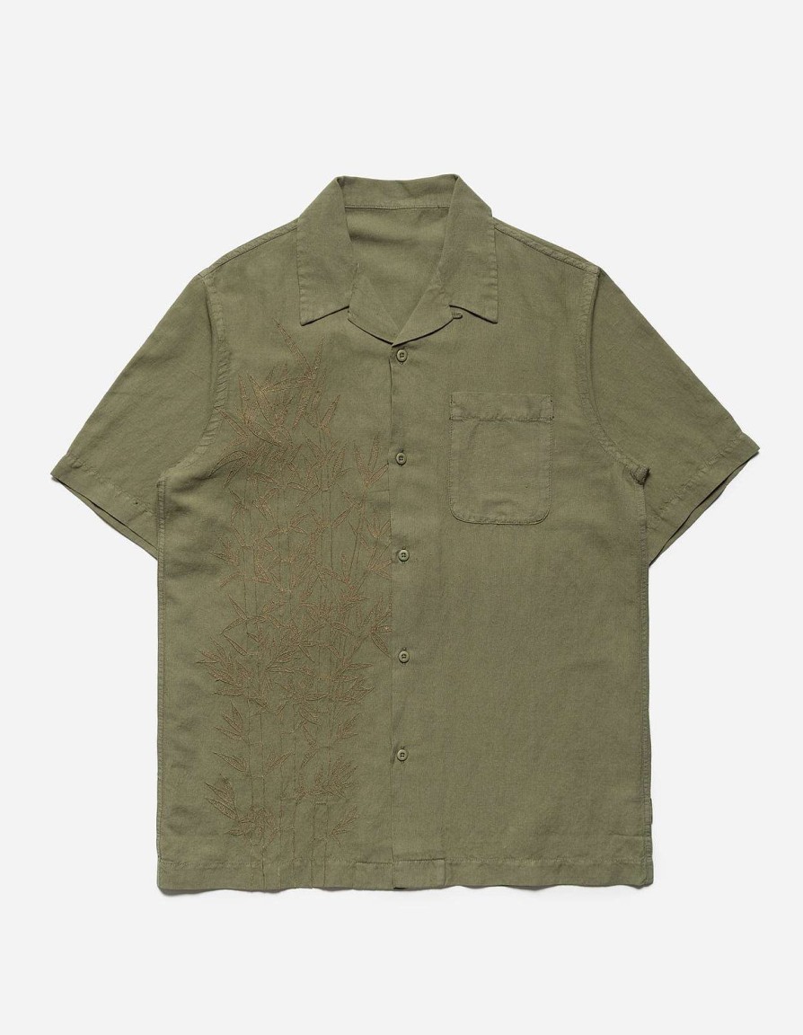 Maharishi Overhemden | 5078 Dragon Bamboo Hemp Shirt Olive Og-107F