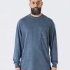 Maharishi T-Shirts Met Lange Mouwen | 8010 Hemp Organic L/S Pocket T-Shirt Navy