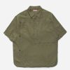 Maharishi Overhemden | 5120 Hemp Asym Monk Shirt Olive