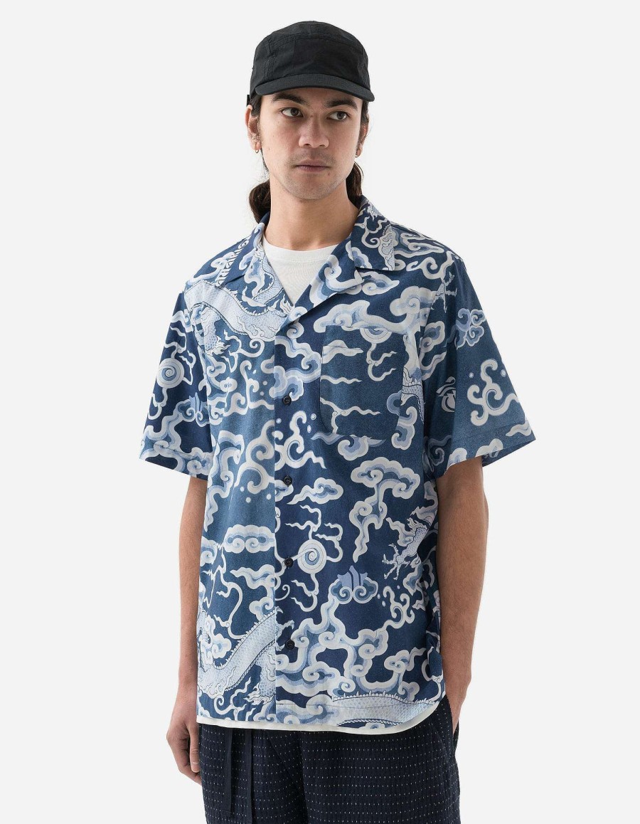 Maharishi Overhemden | 1282 Cloud Dragon Camp Collar Shirt Blue