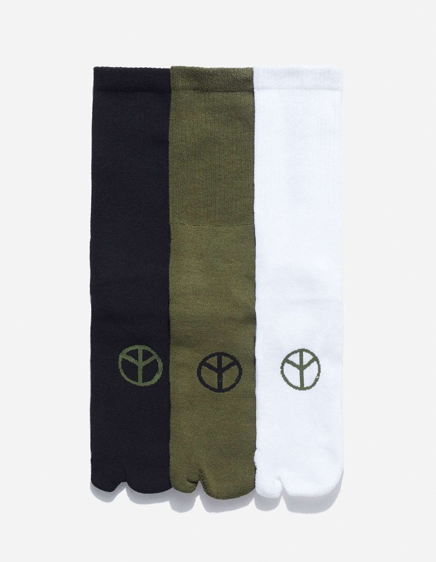 Maharishi Sokken | 9891 Miltype Peace Tabi Sports Socks · 3 Pack Black/Olive/White