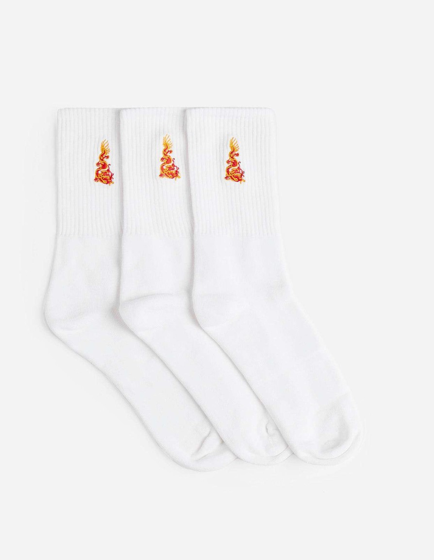 Maharishi Sokken | 1264 Micro Dragon Sport Sock 3 Pack White/White/White