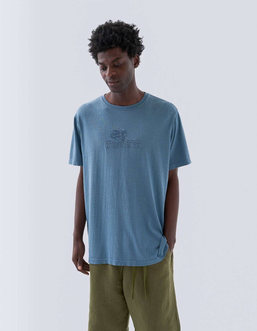 Maharishi T-Shirts Met Korte Mouwen | 5019 30Th Anniversary Dragon T-Shirt Subdued Blue