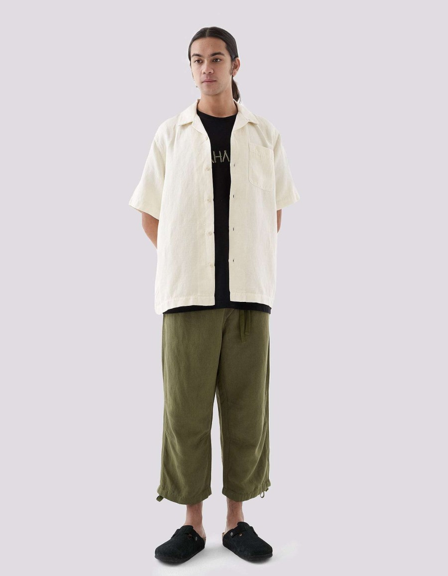 Maharishi Overhemden | 5005 Hemp Camp Collar Shirt Ecru