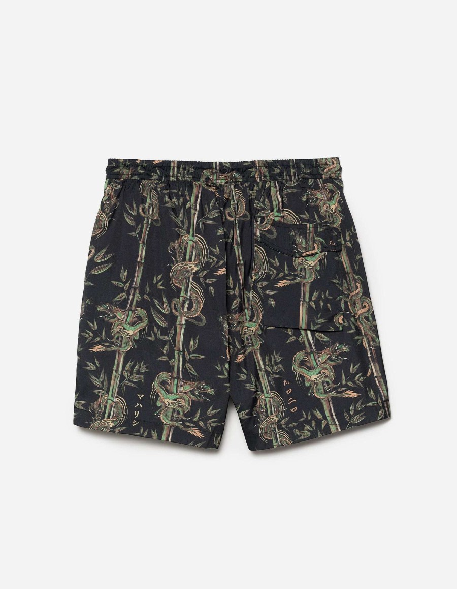 Maharishi Zwembroek | 1272 Dragon Bamboo Swim Shorts Black