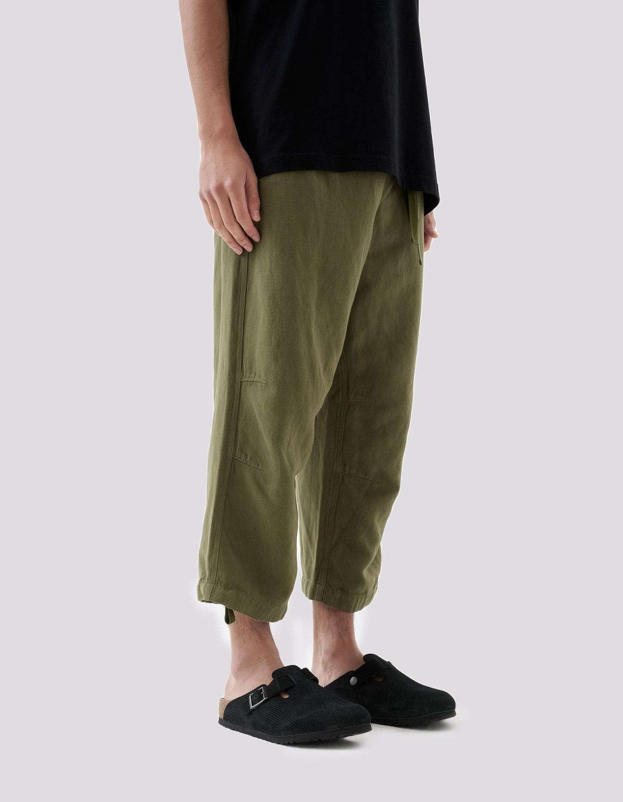 Maharishi Trainingsbroek | 5008 Hemp Asym Cropped Track Pants Olive Og-107F