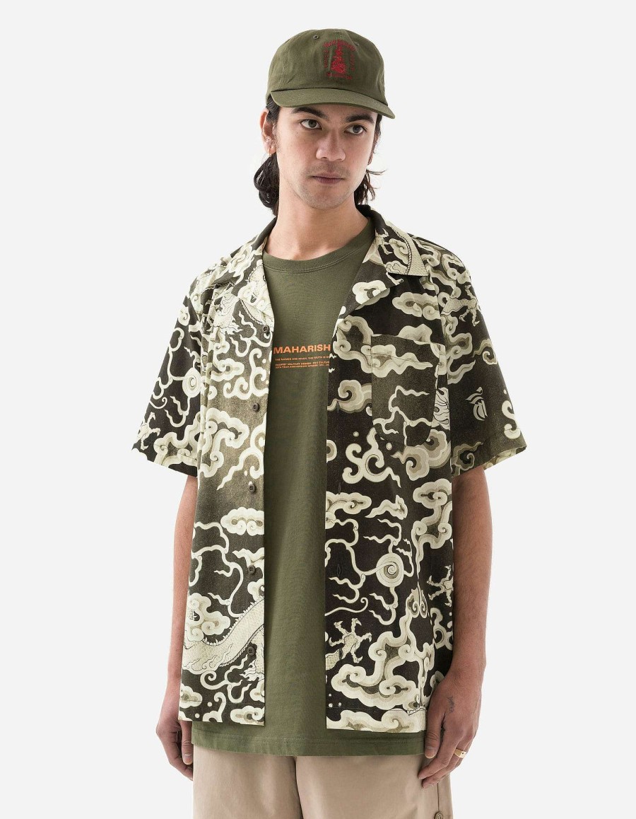 Maharishi Overhemden | 1282 Cloud Dragon Camp Collar Shirt Olive