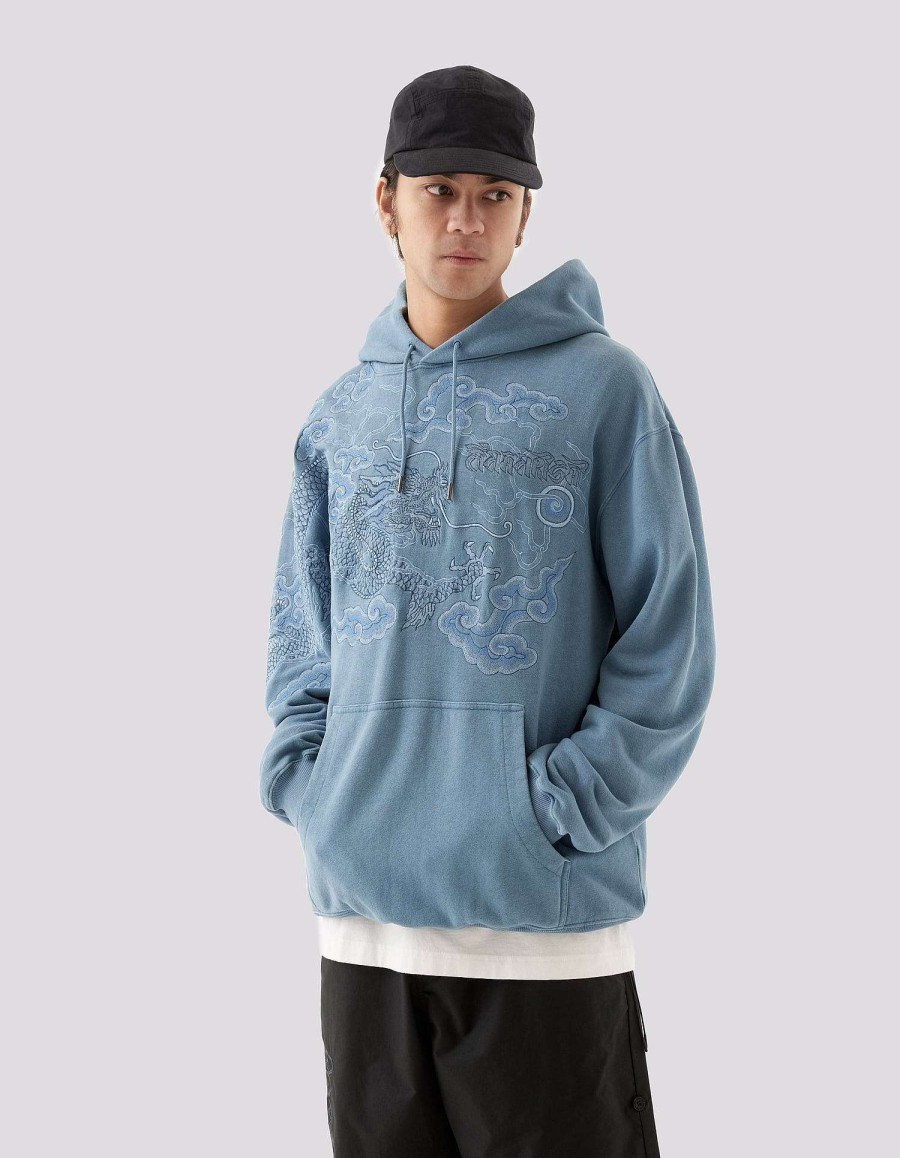 Maharishi Sweaters Met Capuchon | 5014 30Th Anniversary Hooded Sweat Subdued Blue