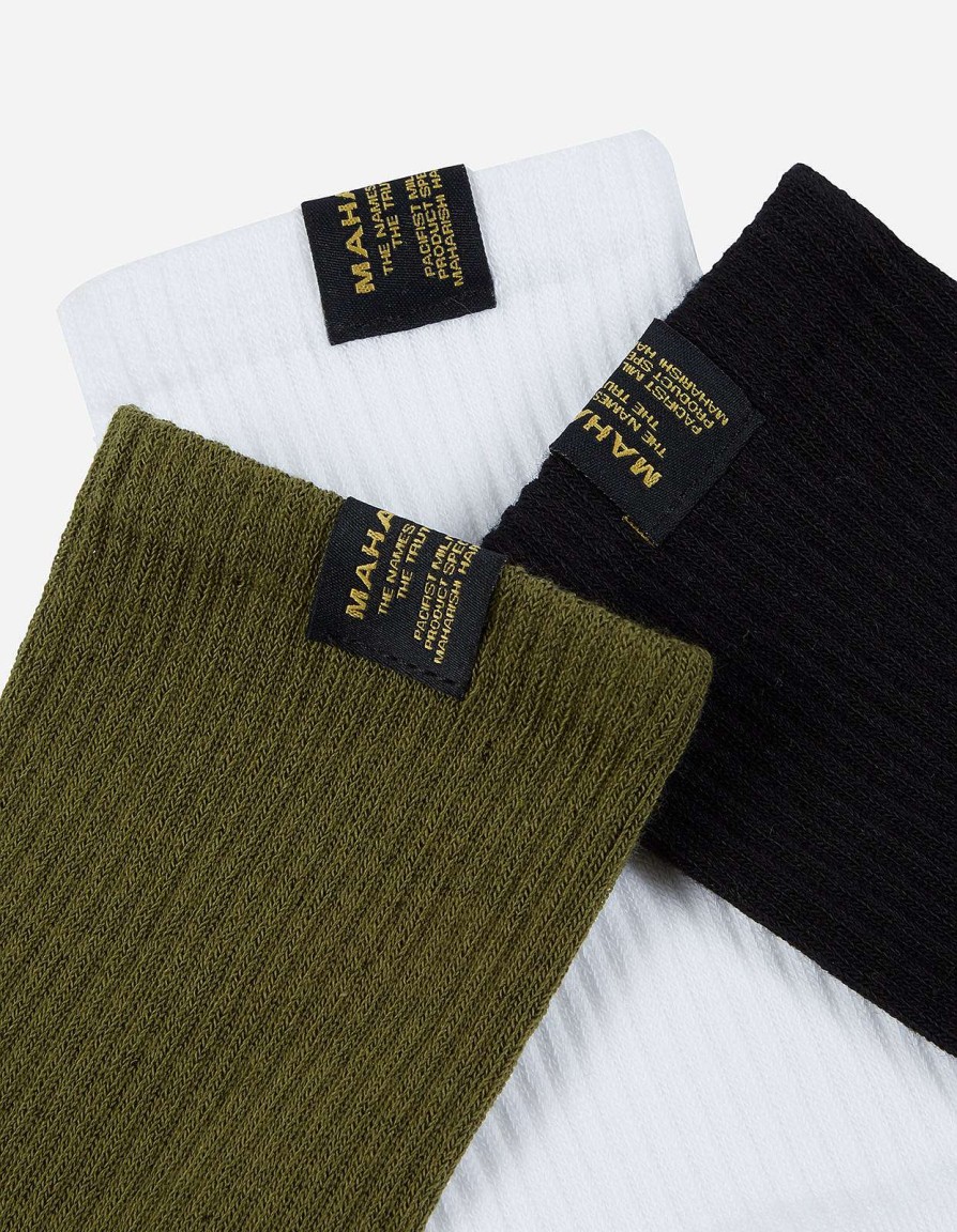 Maharishi Sokken | 9273 Miltype Sports Socks · 3 Pack Black/Olive/White White/Black/Olive