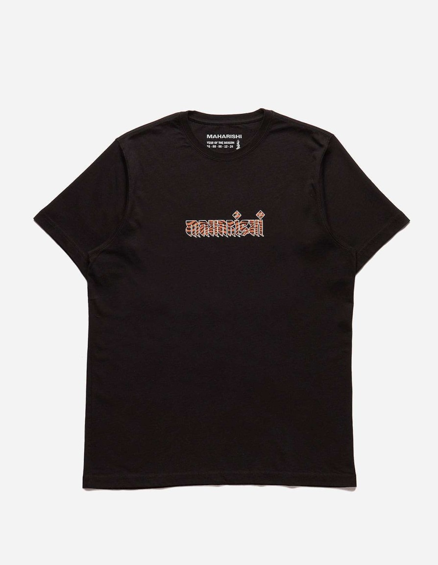 Maharishi T-Shirts Met Korte Mouwen | 1296 Tiger Fur Calligraphy T-Shirt Black