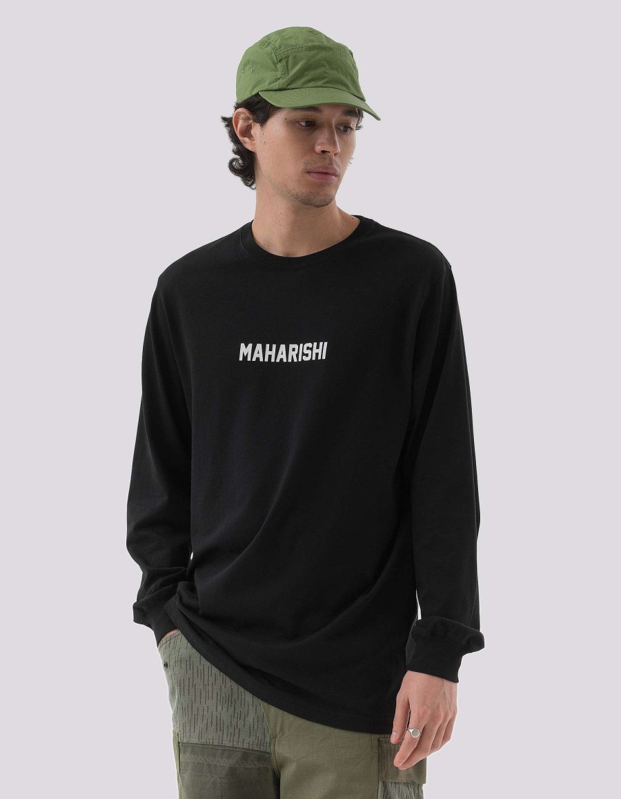 Maharishi T-Shirts Met Lange Mouwen | 1277 Woodblock Dragon L/S T-Shirt Black